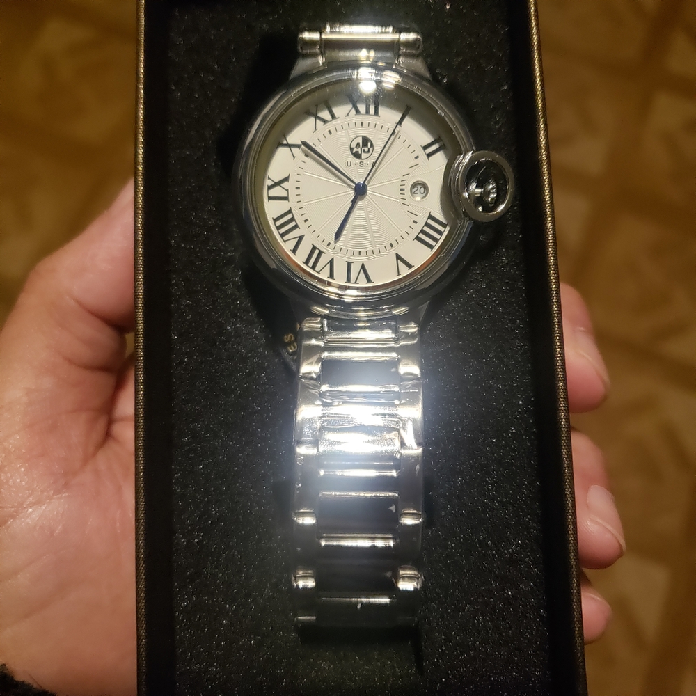 Silver Stainless Steel Round Roman Numeral Watch